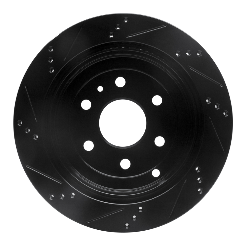 Buick Enclave Brake Rotor (1) - Rear Right - R1 Concepts - Drilled & Slotted - Black - `07-`17